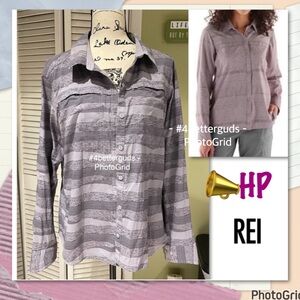 REI Co-Op Button-Up Long Sleeve Outdoor UPF Sun Vent “Sahara” Light Purple XL 16